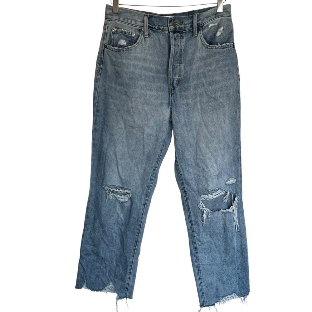 Pistola Cassie Distressed High Rise Straight Leg Kick Boot Crop Jeans Size 29